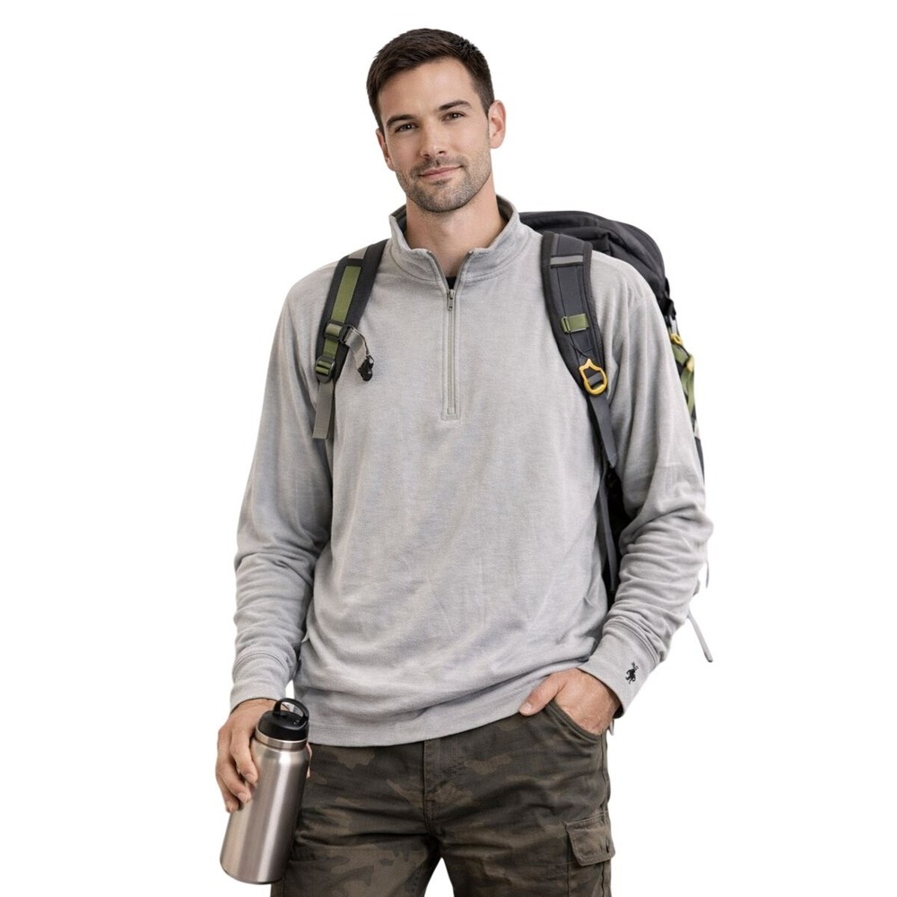 Smartwool Men's Merino Wool 1/4 Zip Long Sleeve Baselayer‎ Shirt Blue Gray M/L